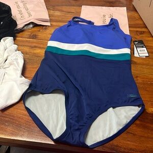 Speedo Women's Banded Colorblock One Piece Swimsuit size 12